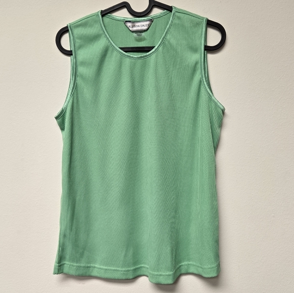 Allison Daley Ribbed Sleeveless Top Green M